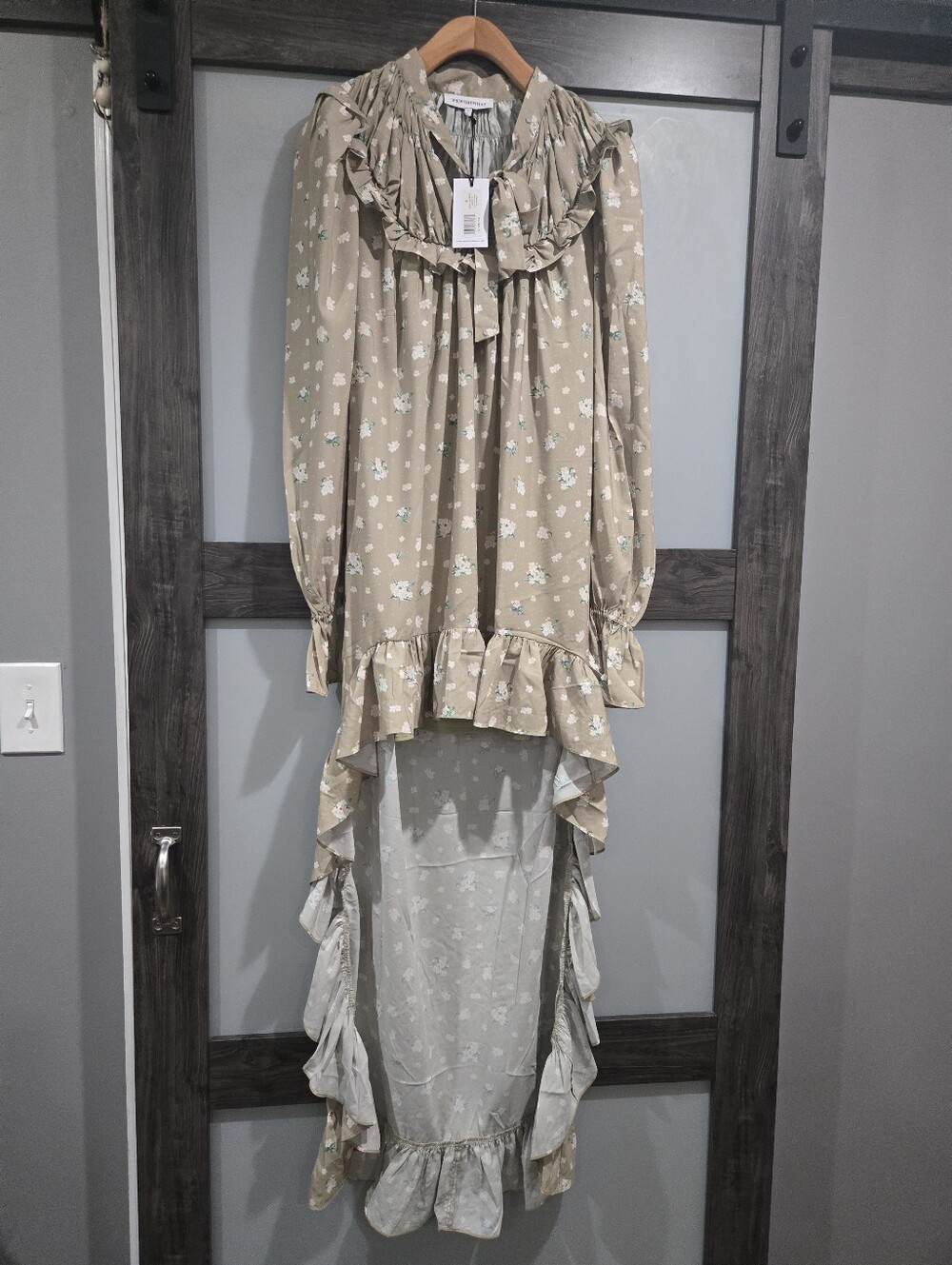 NWT WeWoreWhat High Low Dress Polka Dot Floral Sage Oat Multi Size Small